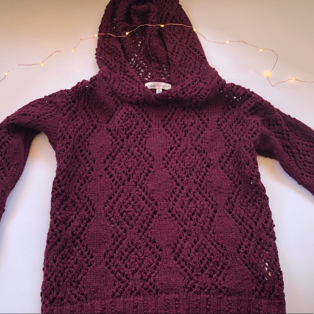 Girls Woven Maroon Sweater